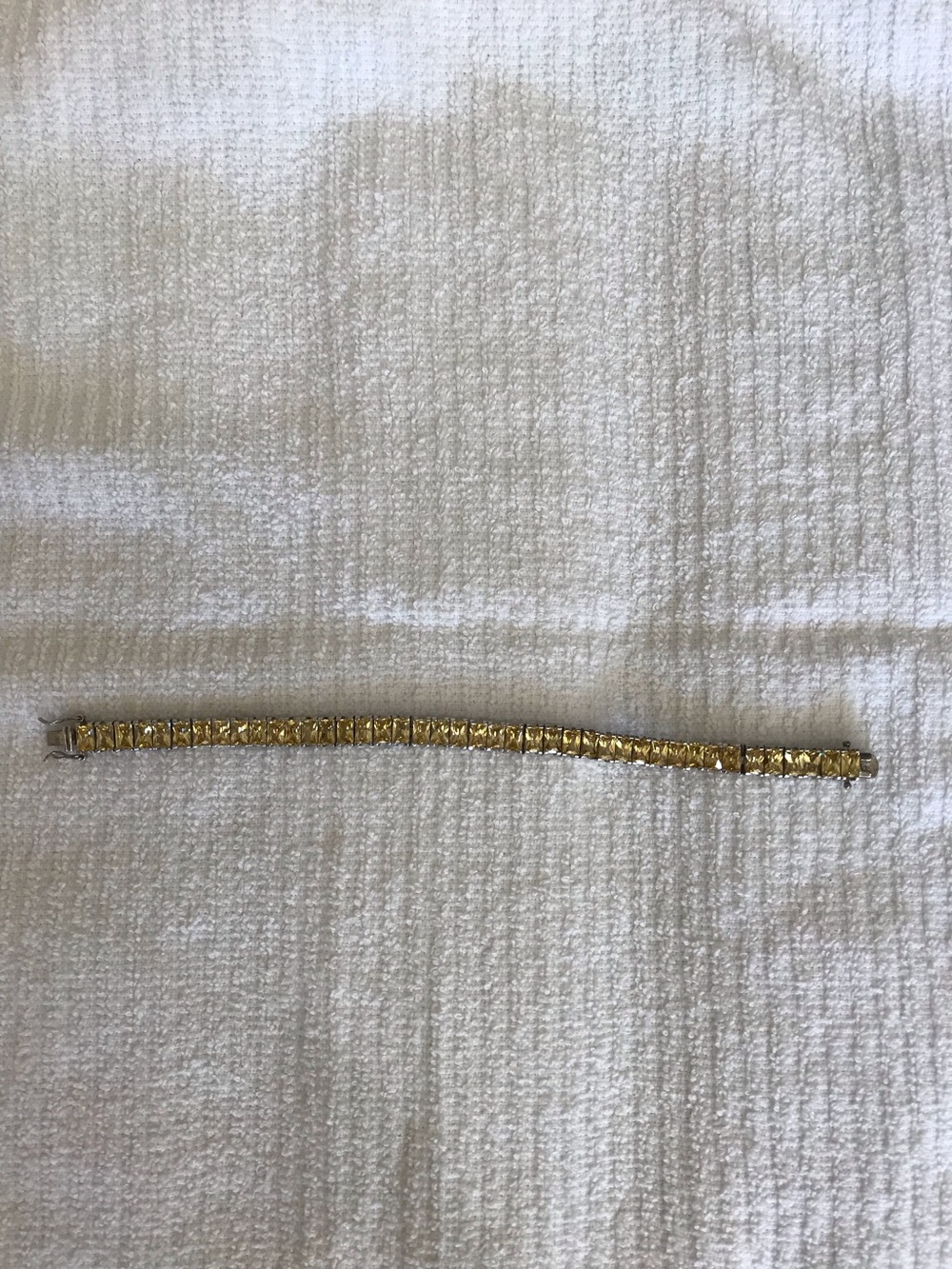 Silver Tennis Bracelet with Yellow CZ  Stones